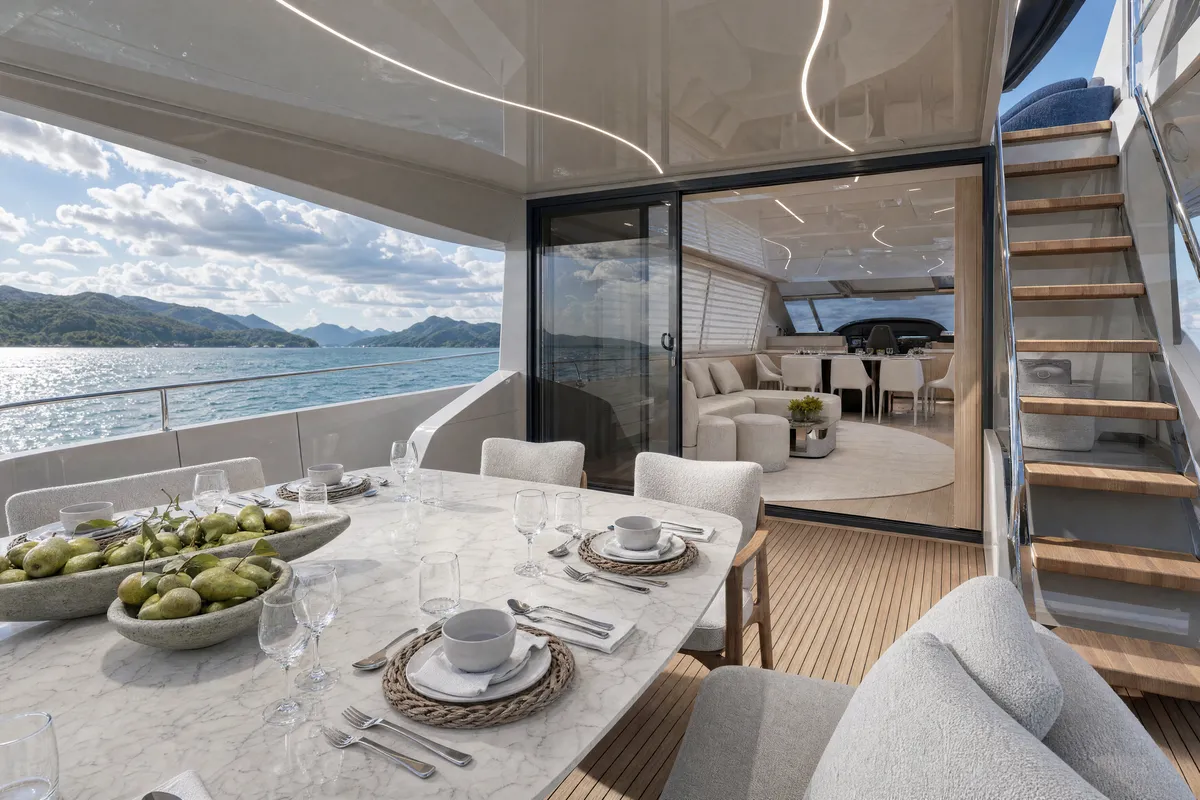 Intermarine 25M — Popa — com mesa, outra vista