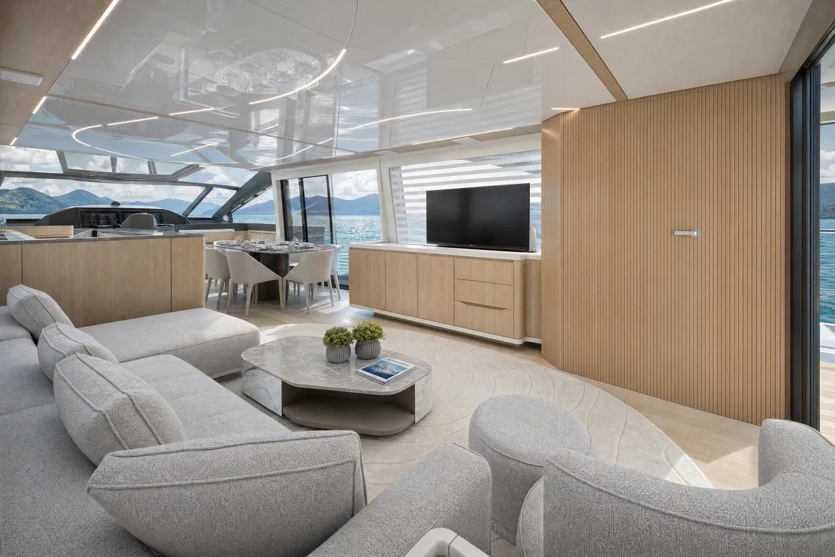 Intermarine 25M — Salão — cozinha aberta