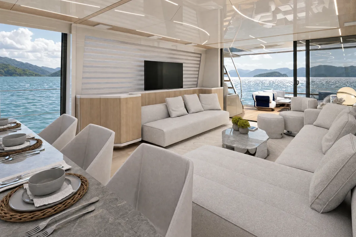 Intermarine 25M — Salão — sem cozinha, dois sofás